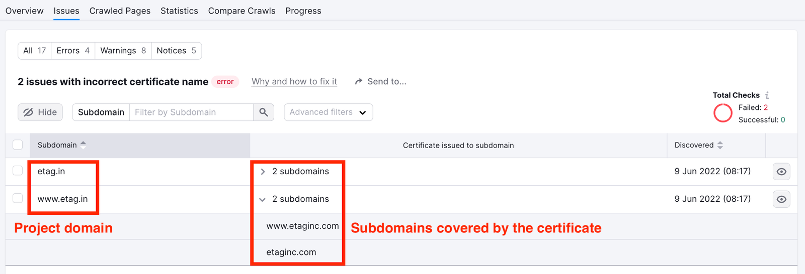 Why does Semrush say I have an incorrect certificate? image 1