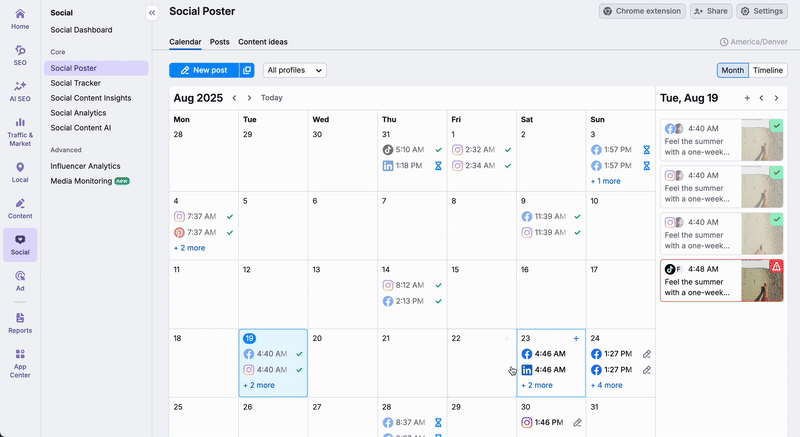 An example of how you can select the time you want the post to go live.